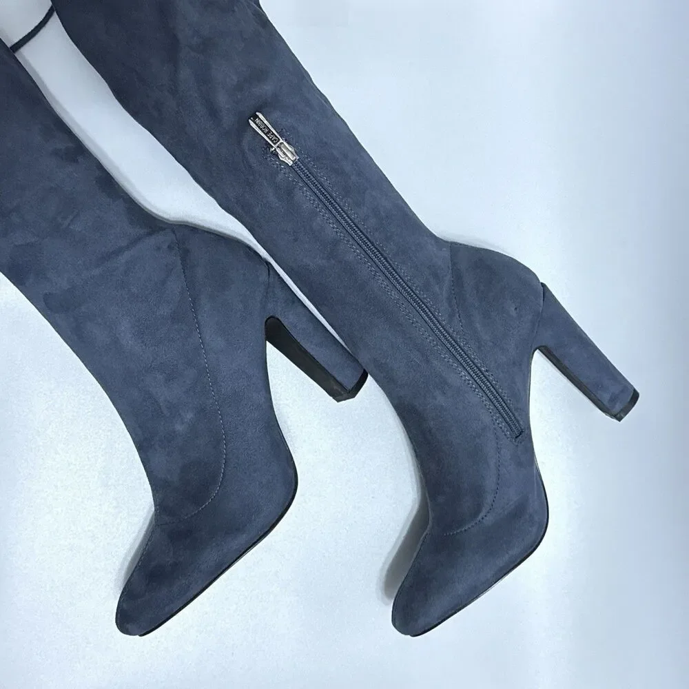 Cape Robbins Chunky Heel Over The Knee Boots Stretchy Suede Womens US 8.5M